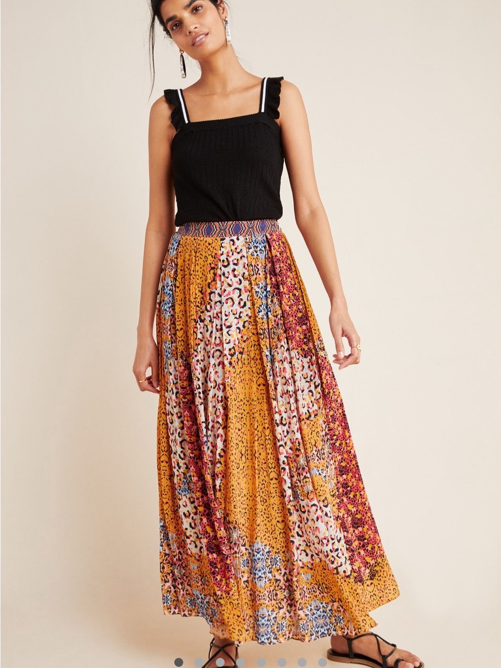 Bohemian Mustard Patchwork Maxi Skirt